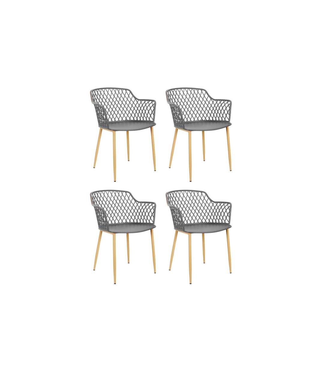 Lot de 4 Fauteuils Design Malaga 80cm Gris-1