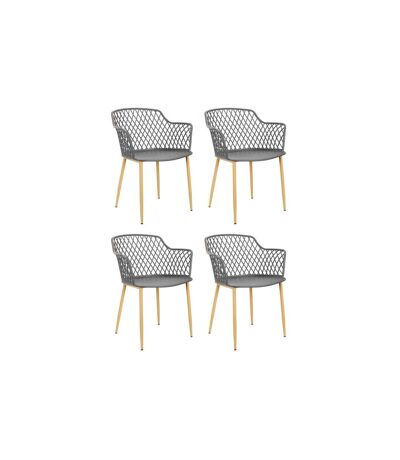 Lot de 4 Fauteuils Design Malaga 80cm Gris