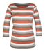 MAYFLOWER DIXIE1 - Tee-shirt manches 3/4 en coton rib : rayures crème, beige, taupe et orange-5