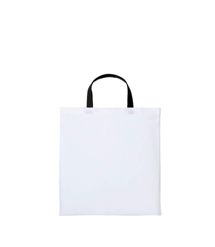 Varsity cotton shopper short handle tote one size white/black Nutshell