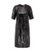 Womens/ladies Sequin Polyester Shift Dress Black Print Boss-2