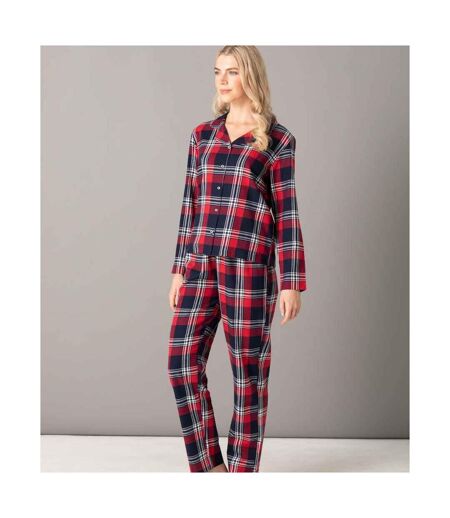 SF Womens/Ladies Tartan Pajama Set (Red/Navy)