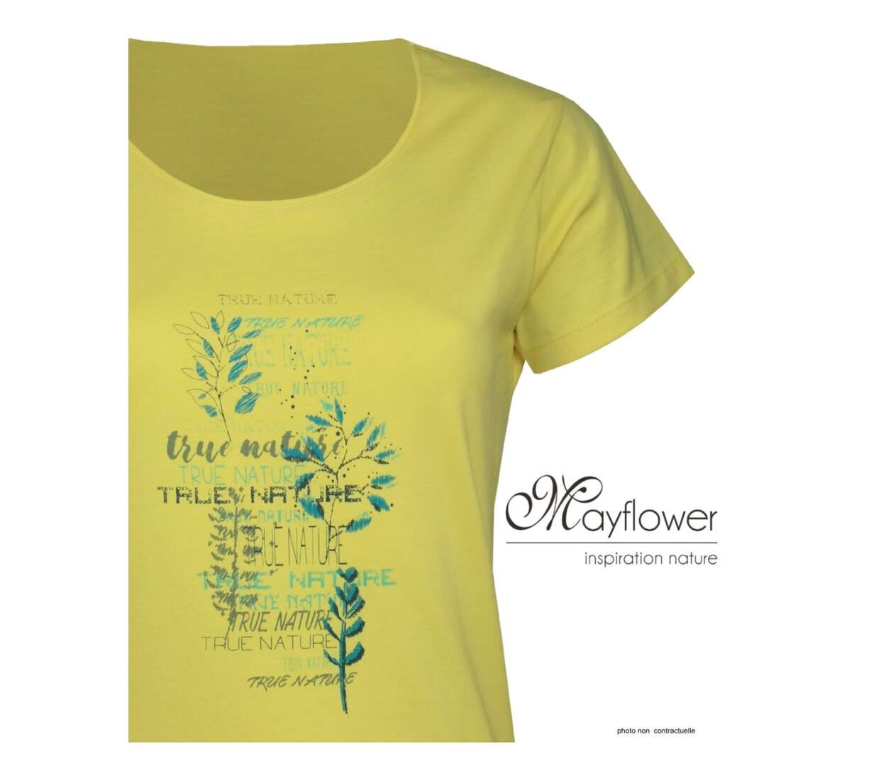 Tee-shirt Mayflower Dojo1 en coton jaune : l'éclat de la nature et son motif Herbier-4