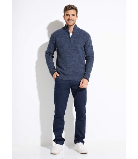 Pull col montant zippé maille chinée laine