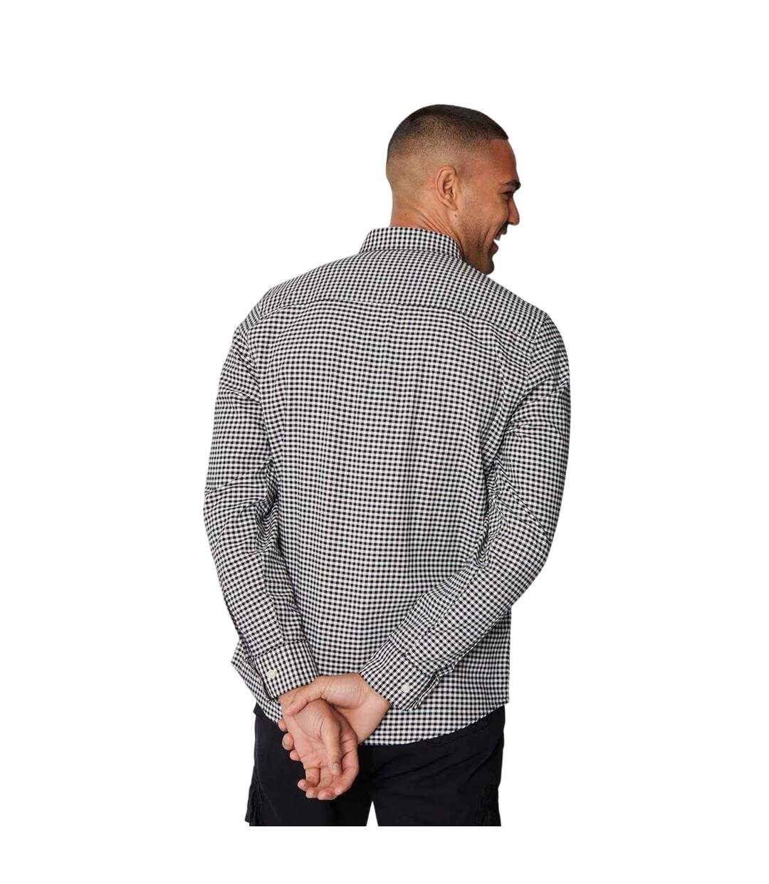 Mens Checked Oxford Regular Shirt Black Threadbare-3