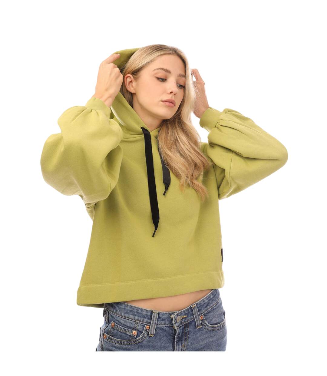 Sweat À Capuche Manches Bouffantes Femme Vert Mousse Levis-4