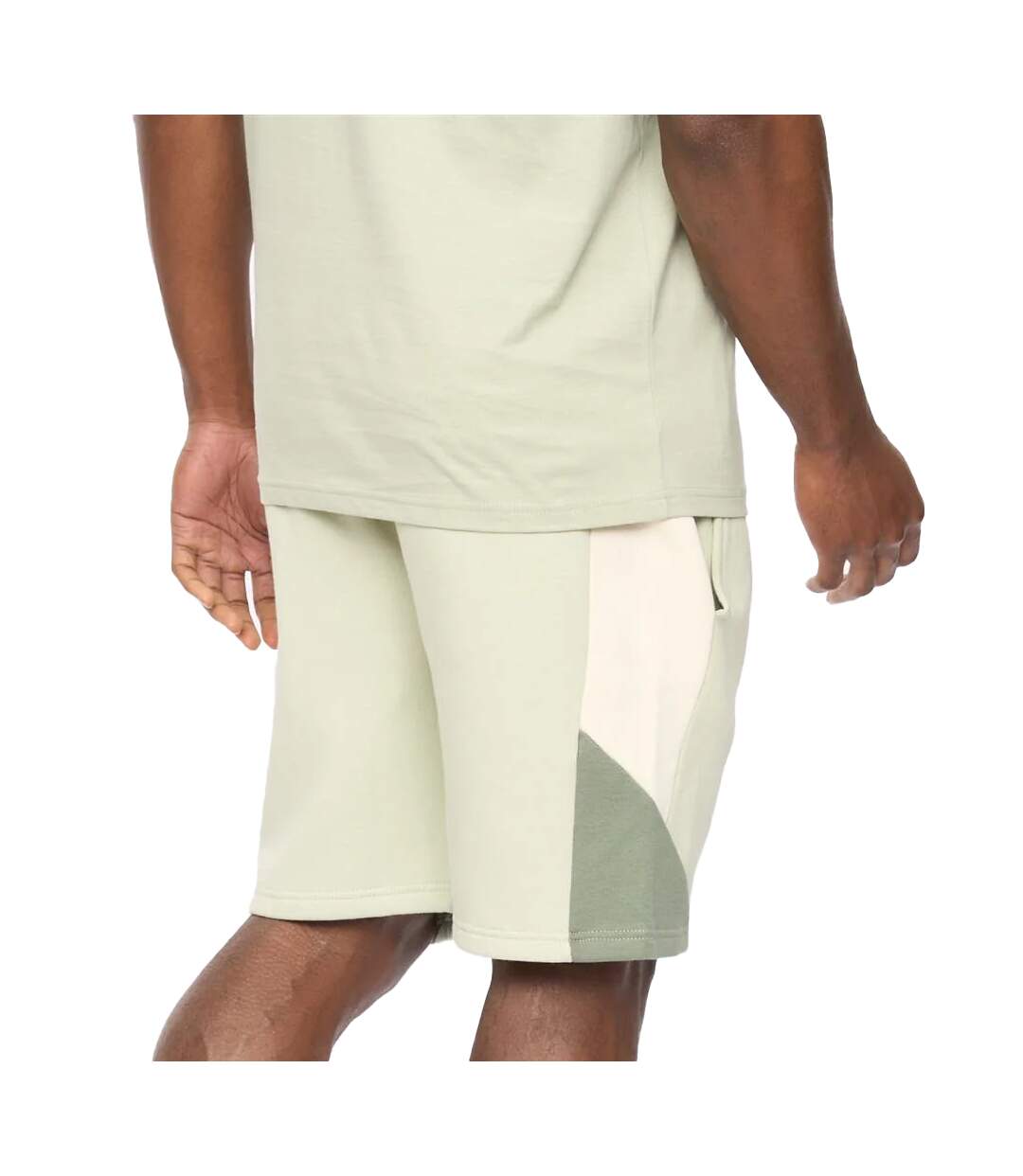 Mens Castlebay Fleece Shorts Light Olive Crosshatch-3