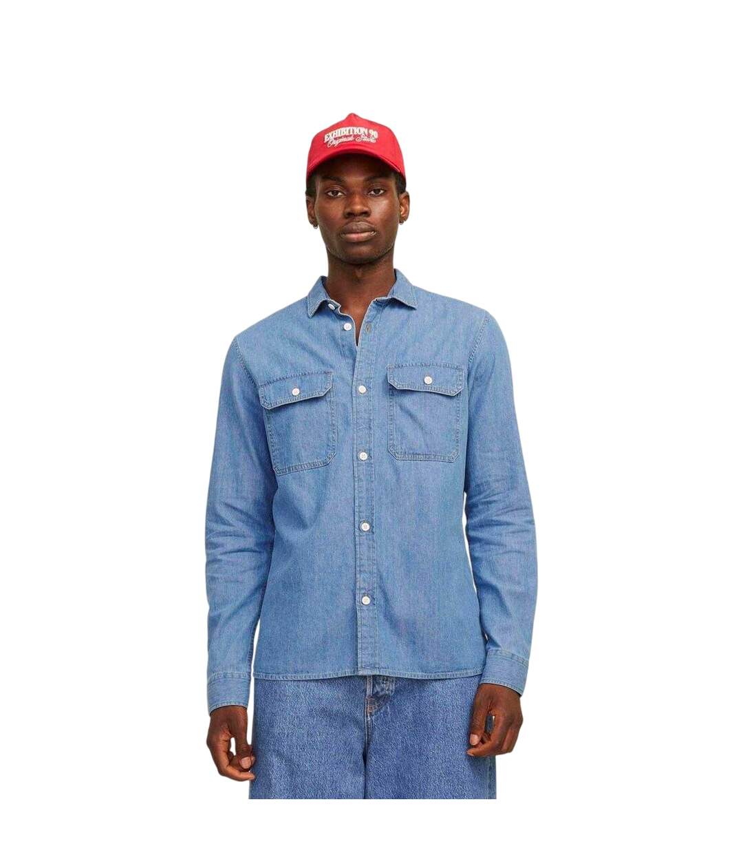 Chemise Homme Bleu Denim Clair Jack And Jones-4