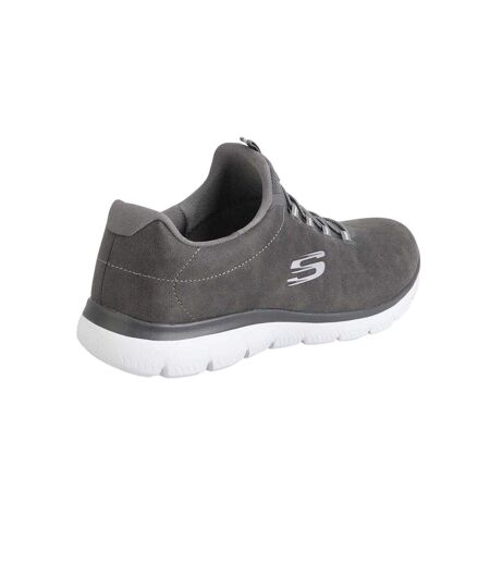 Womens/ladies Summits Itz Bazik Textile Trainers Charcoal Skechers