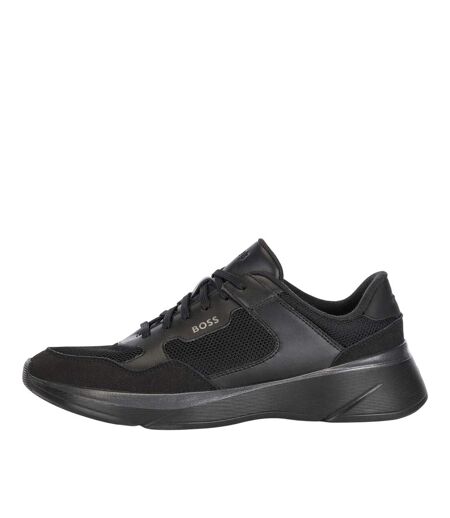 Mens Dean Leather Running Trainers Black Boss
