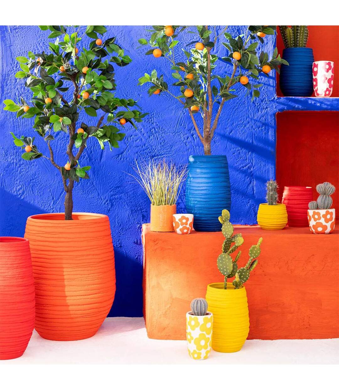 Vase en Céramique Fiesta 40cm Bleu-5