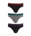 Tom Franks Mens Briefs Underwear With Striped Waistband (3 Pack) (Red/Teal/Purple) - UTMU179