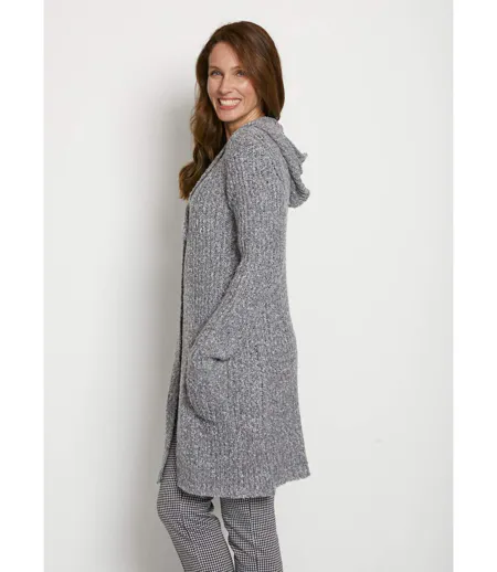 Long gilet à capuche