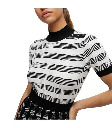 Womens/ladies Foldiana Knitted Dress Black White Boss