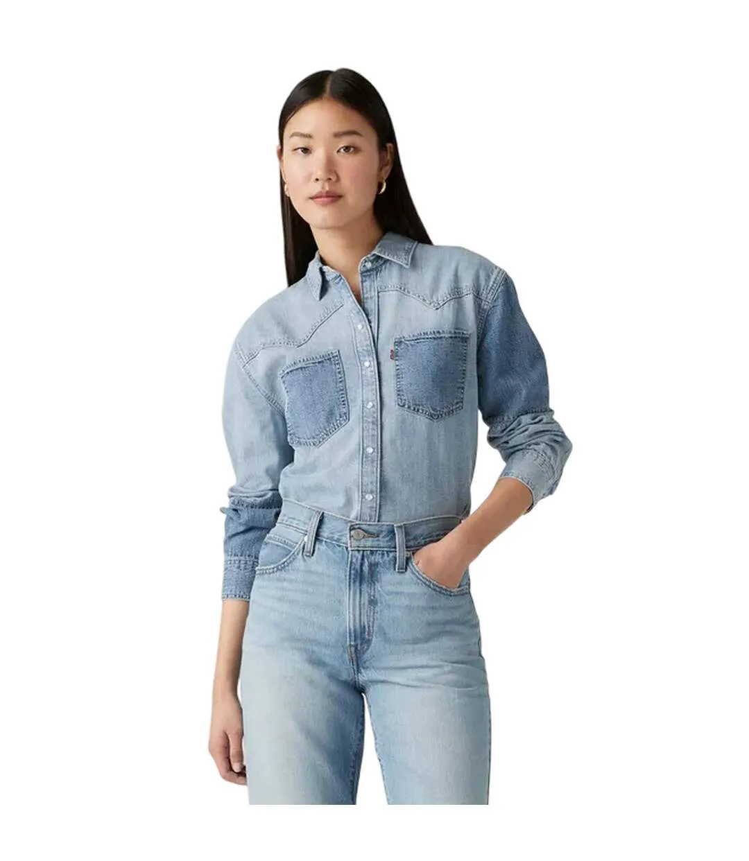 Womens/ladies Teodora Denim Lightweight Shirt Light Blue Levis-2