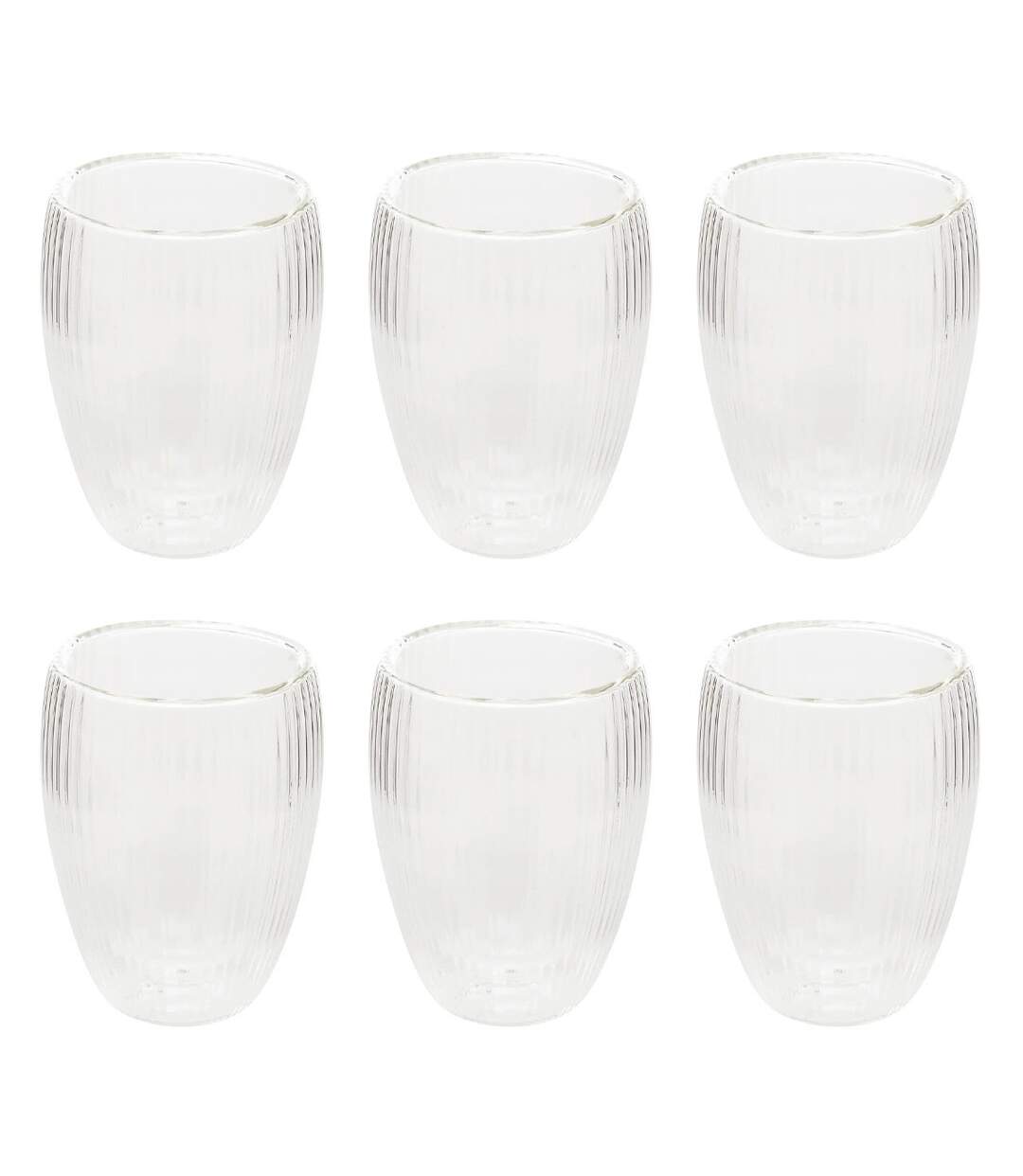 Lot de 6 Mugs Striés Cléa 28cl Transparent-1