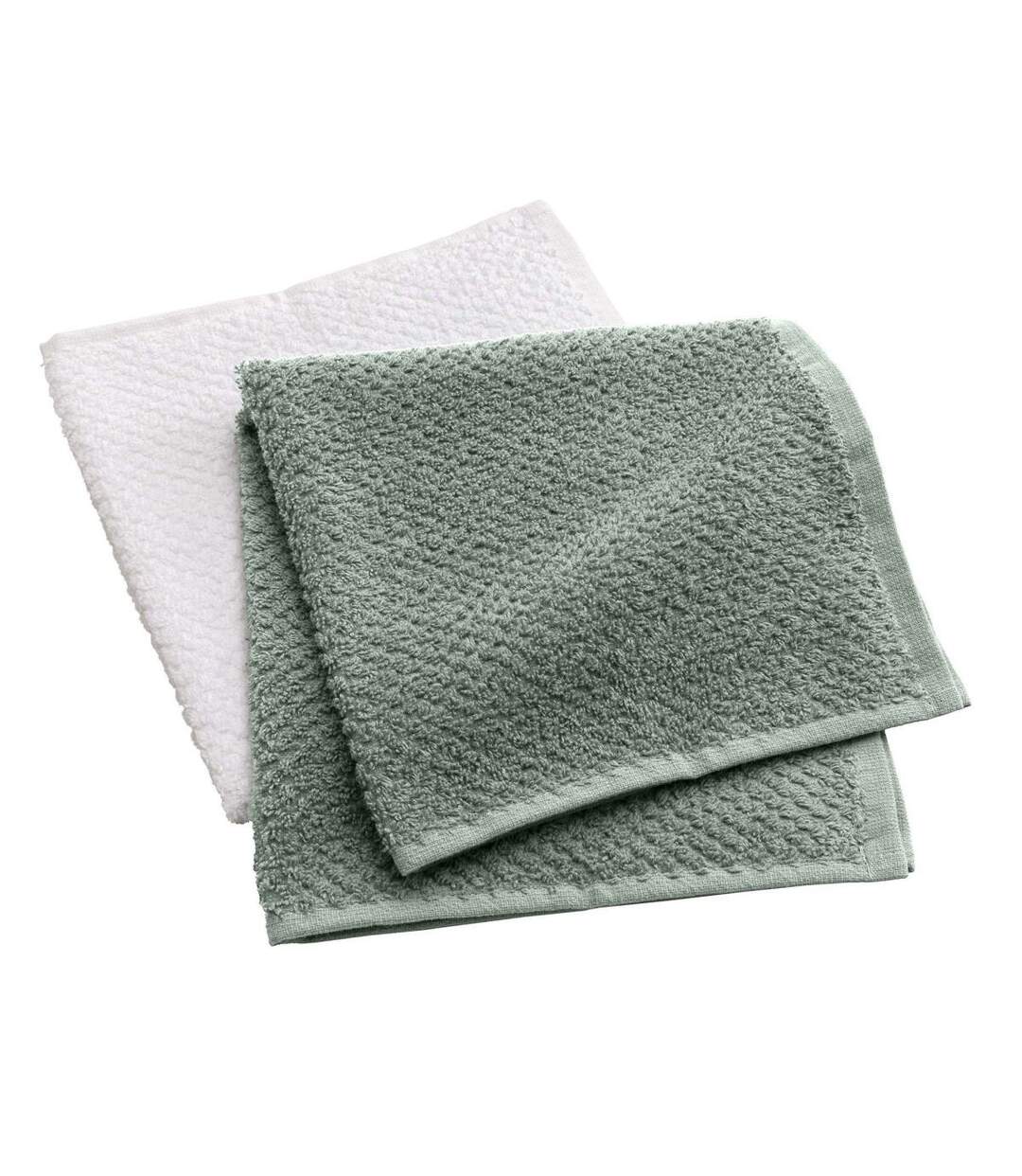 Lot de 2 Essuie-mains Gourmet 50x50cm Vert Cèdre & Blanc-1