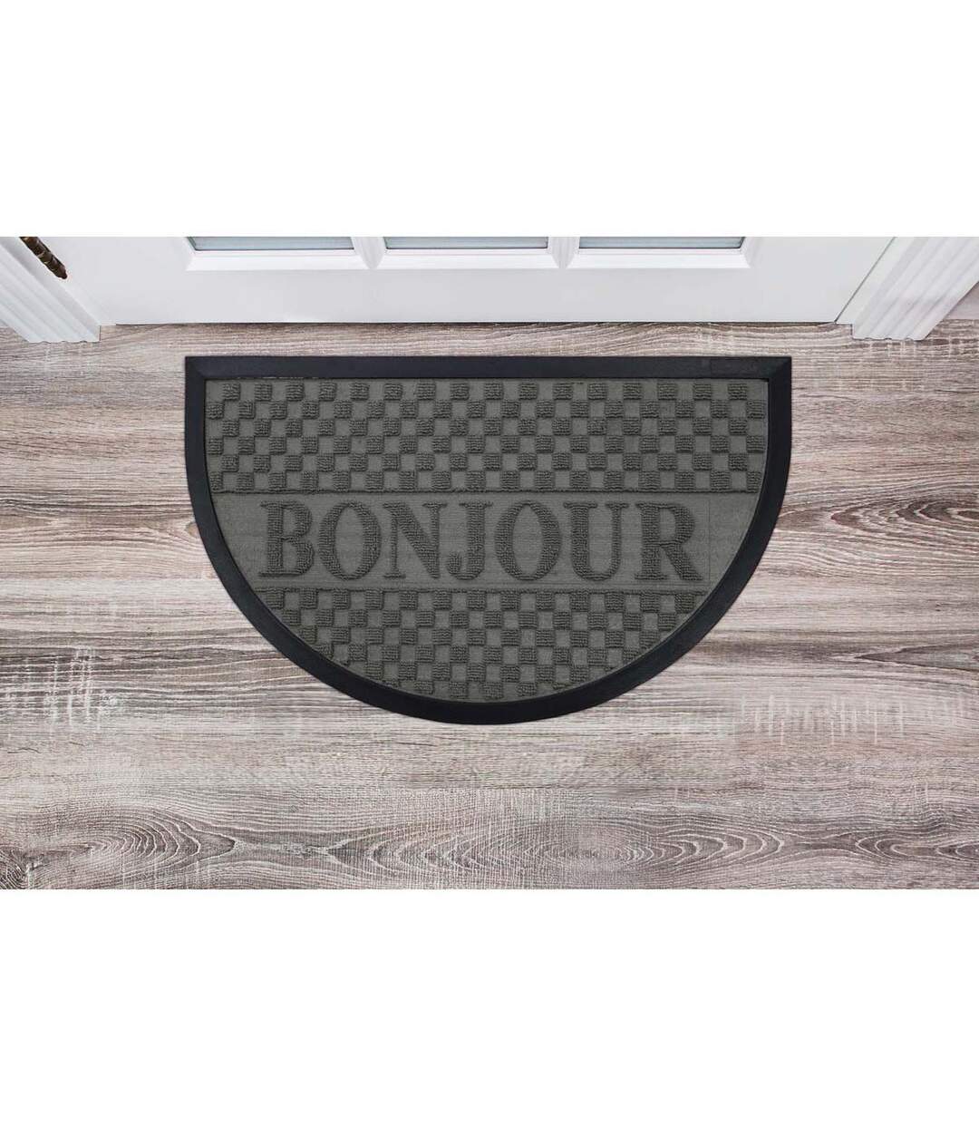Tapis d'Entrée Demi-Lune Bonjour 45x75 cm Gris-3
