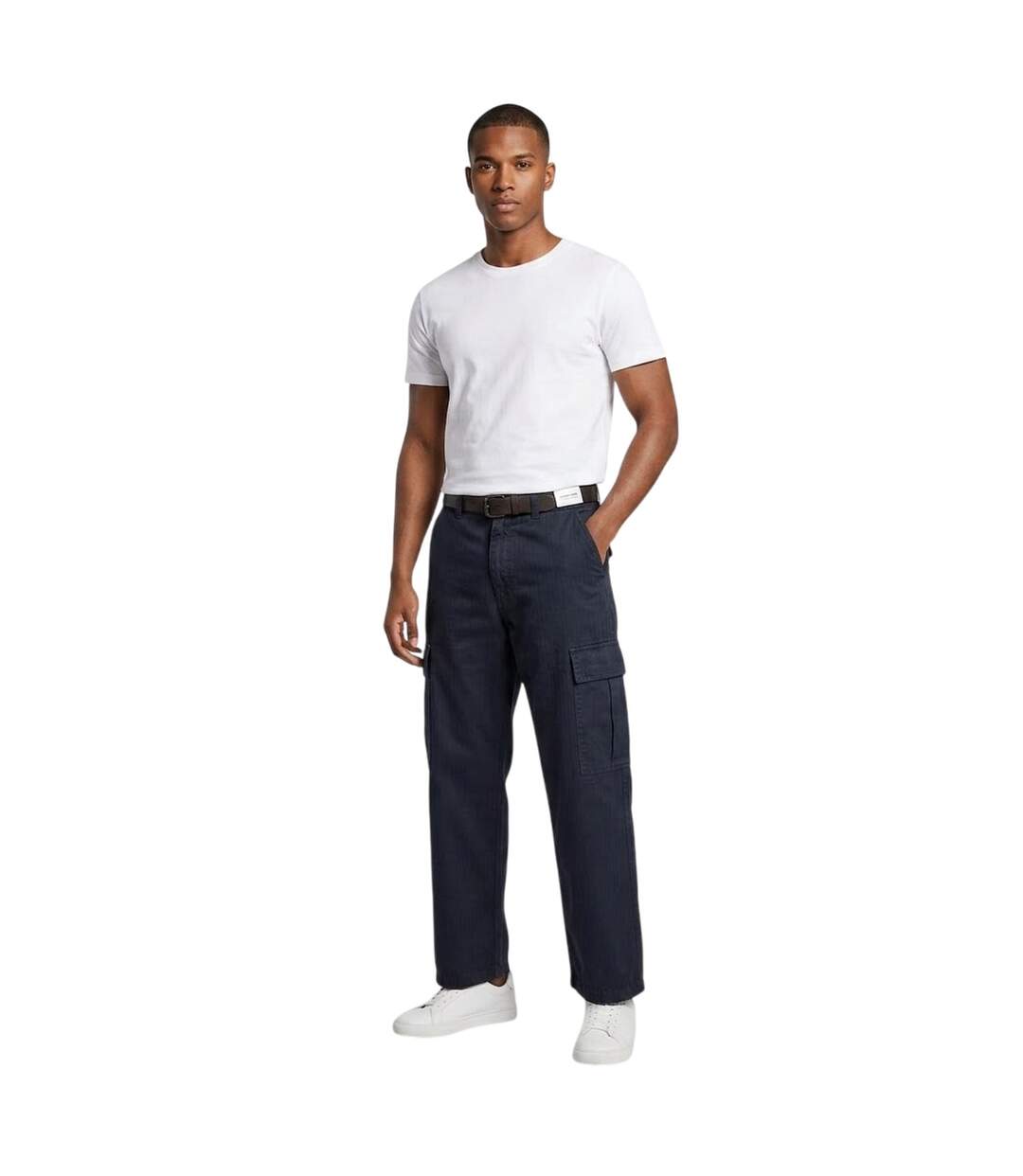Mens Owen Wide Leg Combat Trousers Dark Navy Jack And Jones-1