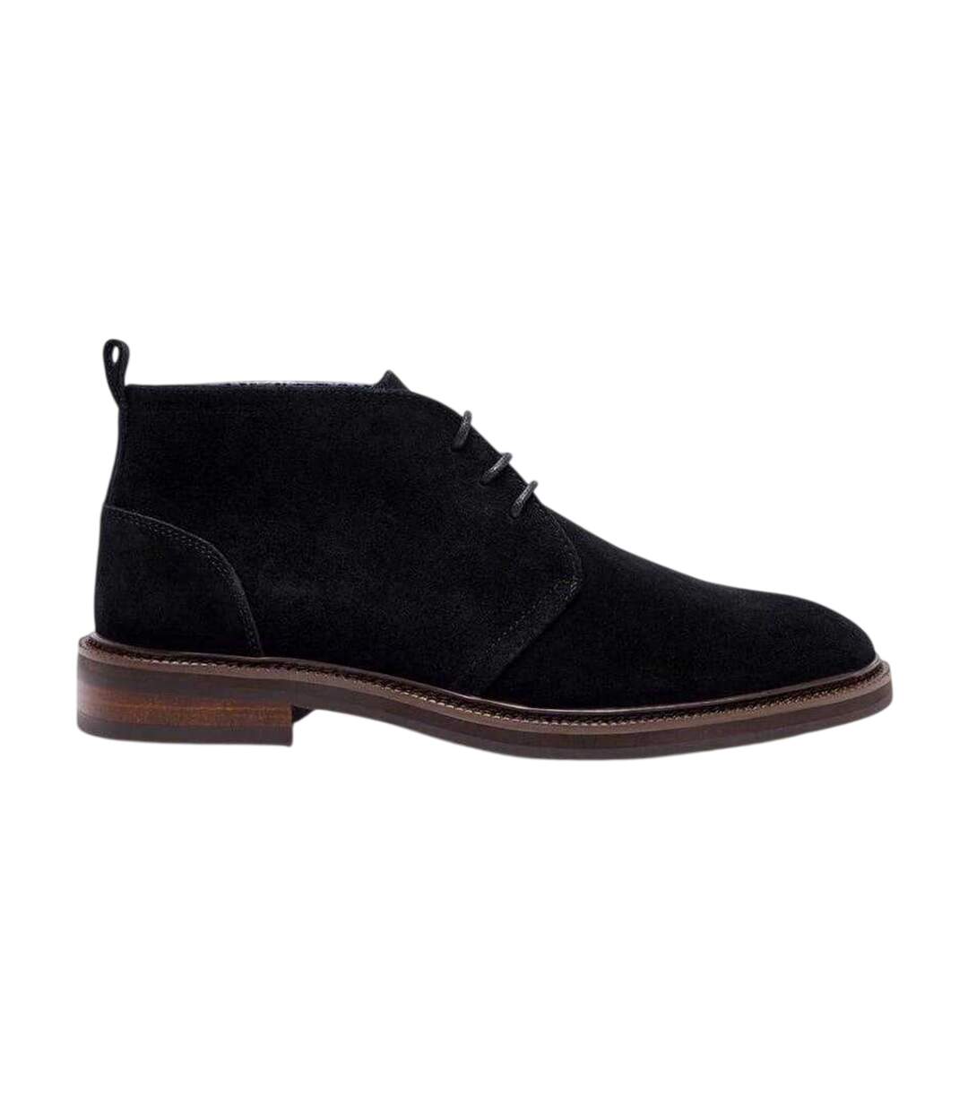 Mens Suede Flat Chukka Boots Black Pretty Green-1