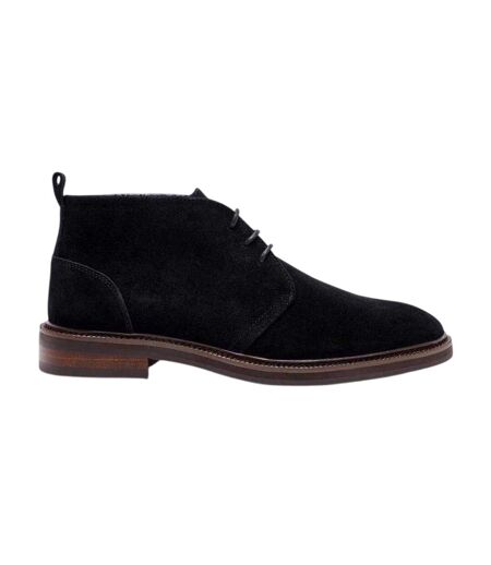 Mens Suede Flat Chukka Boots Black Pretty Green