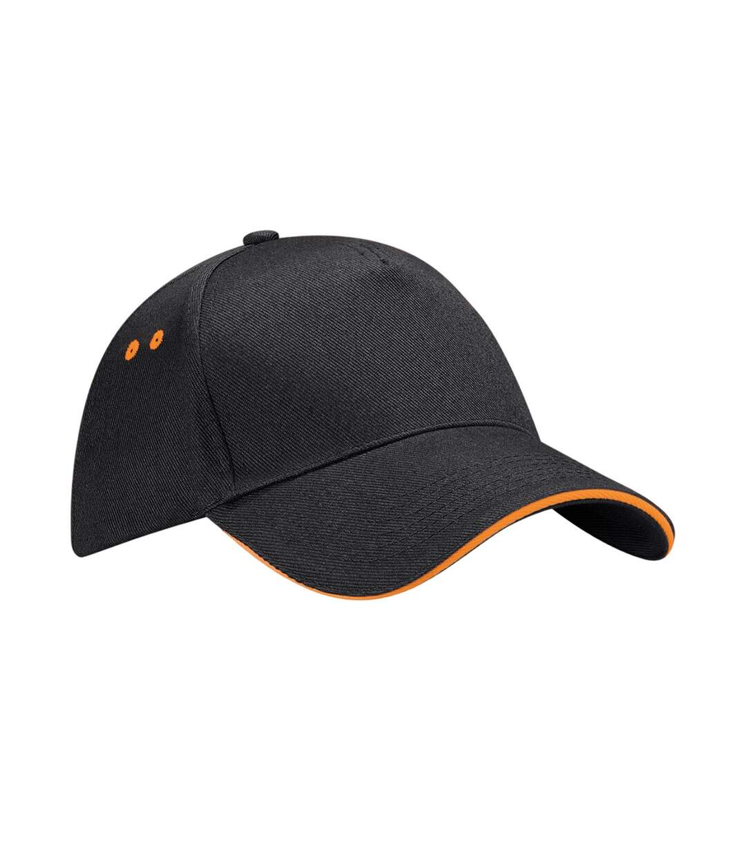 5 panel sandwich peak baseball cap black/orange Beechfield-1