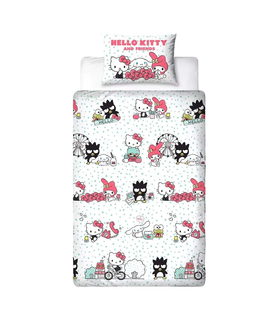 Rare Single Duvet Cover Set Multicoloured Hello Kitty & Friends-1