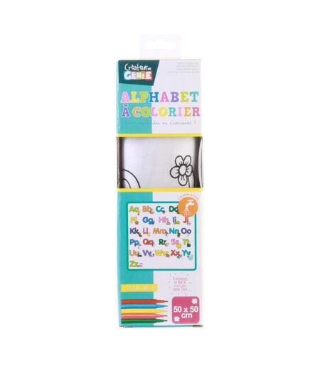 Lettres à Colorier & 5 Feutres Alphabet 50x50cm Blanc