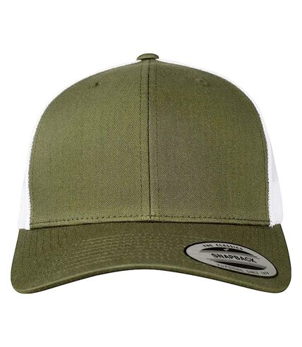 Casquette trucker retro adulte kaki / blanc Flexfit