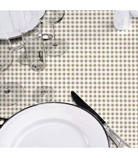 Nappe Ronde Mini Vichy 160cm Naturel