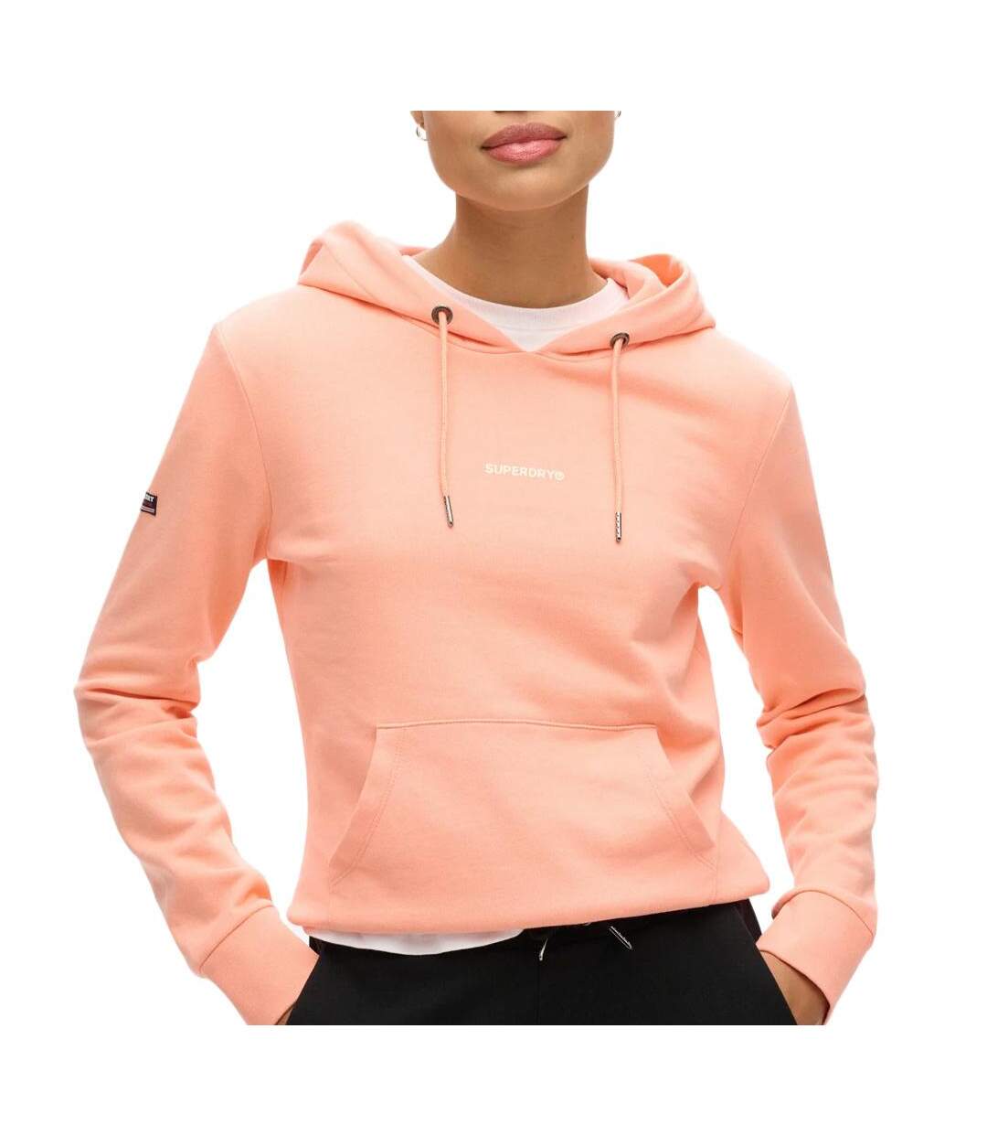 Sweat corail femme superdry plain hood - l-1