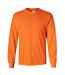Gildan Mens Plain Crew Neck Ultra Cotton Long Sleeve T-Shirt (Safety Orange)