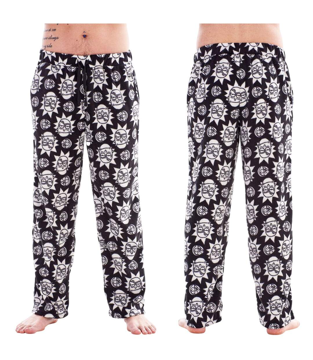 Pantalons De Détente Homme Vert Noir Blanc Rick And Morty-3