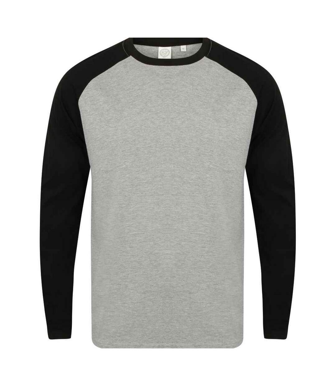 T-shirt homme gris chiné / noir Skinni Fit