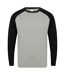 Skinni Fit Mens Long-Sleeved Baseball T-Shirt (Heather Grey/Black) - UTPC5669