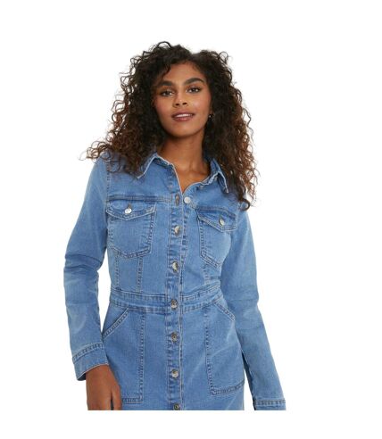 Dorothy Perkins Womens/Ladies Denim Long-Sleeved Shirt Dress (Mid Wash) - UTDP4273