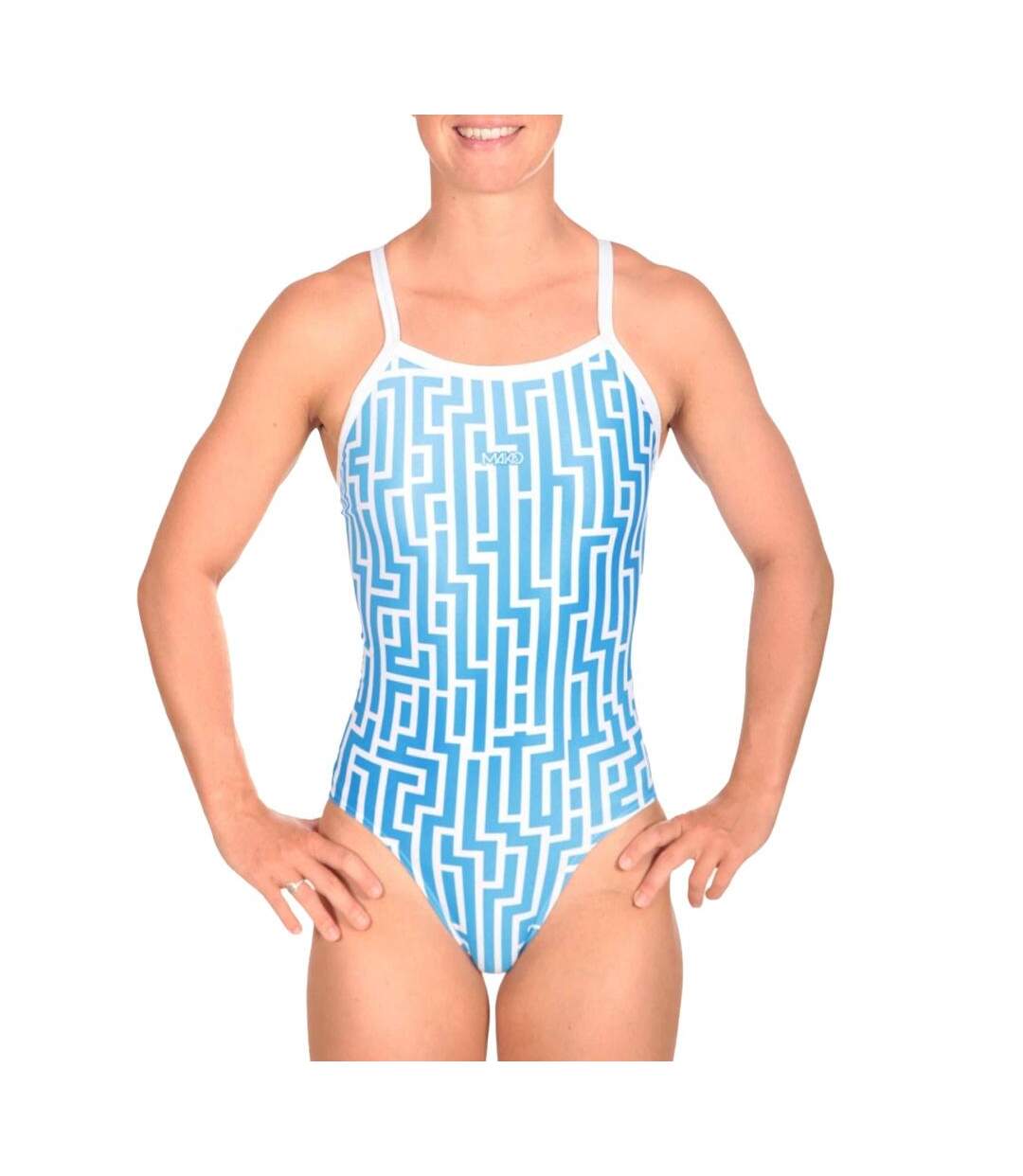Maillot de bain bleu/blanc femme mako nereid labyrinth-1