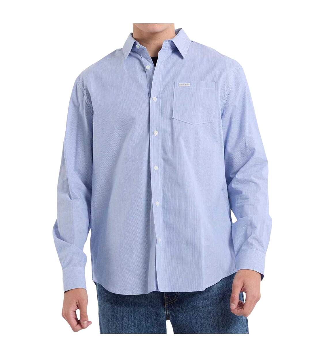 Chemise Motif/style Rayé Homme Bleu Blanc Guess-1