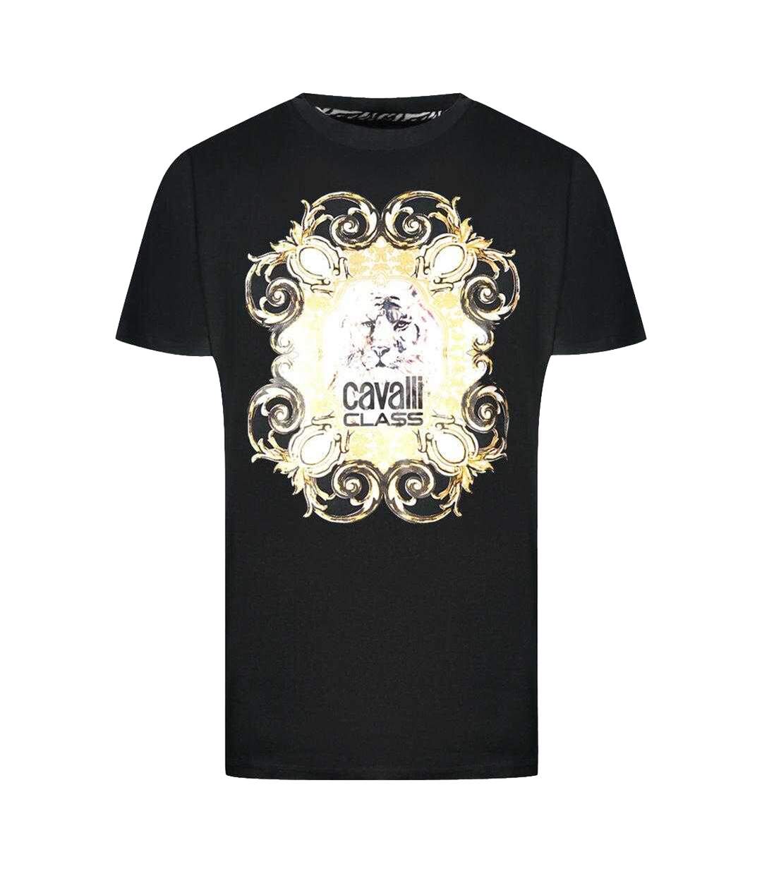 Mens Tiger Emblem T-shirt Black Cavalli Class-1