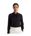 Womens/ladies Tie Neck Long-sleeved Blouse Black Boss-3