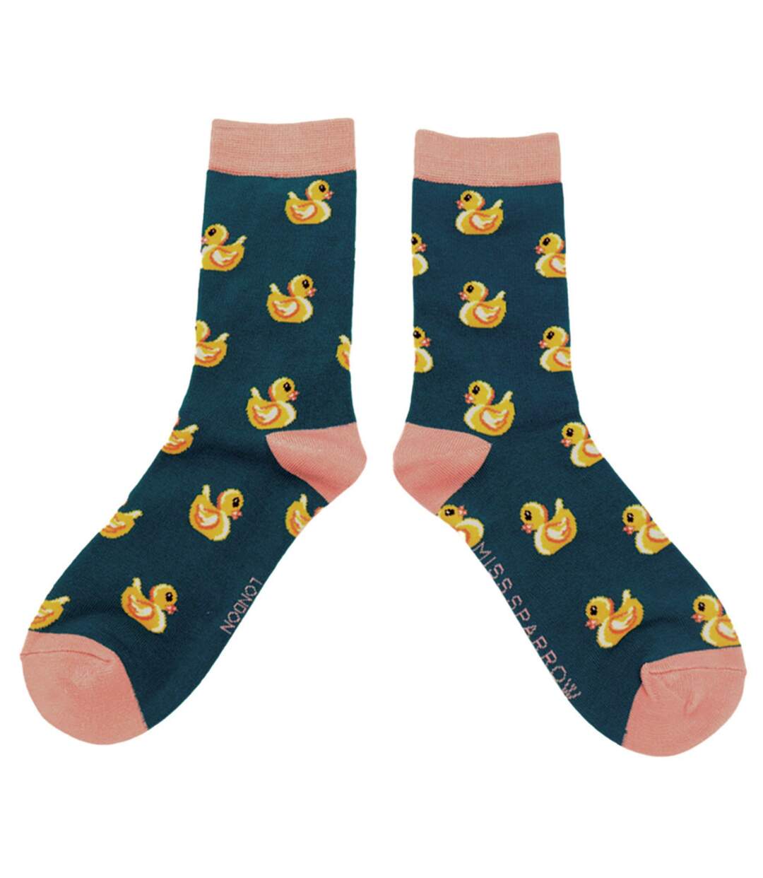 1 Pack Ladies Novelty Teal Rubber Duck Bamboo Socks-3