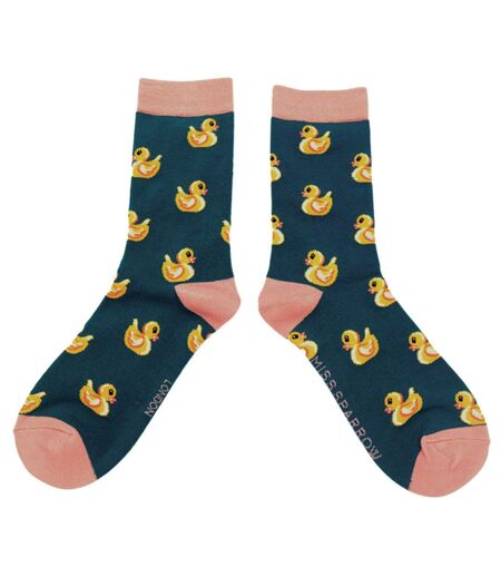 1 Pack Ladies Novelty Teal Rubber Duck Bamboo Socks