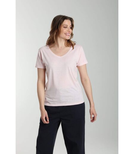 Tee shirt col v manches courtes femme Maddy Pot Pourri(Rose) | Gerard Pasquier