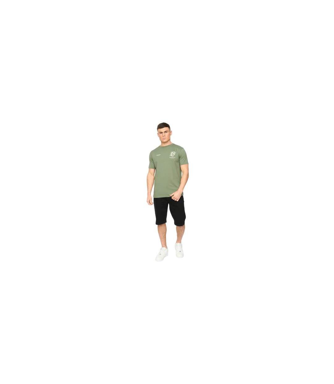Mens Morville Cotton T-shirt Olive Crosshatch-1