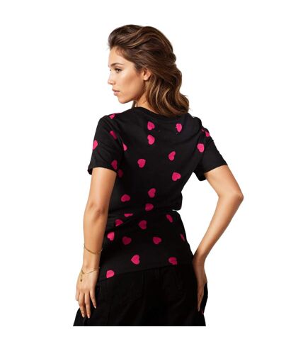 Hype Womens/Ladies Scatter Heart Scribble T-Shirt (Black/Pink) - UTHY9318