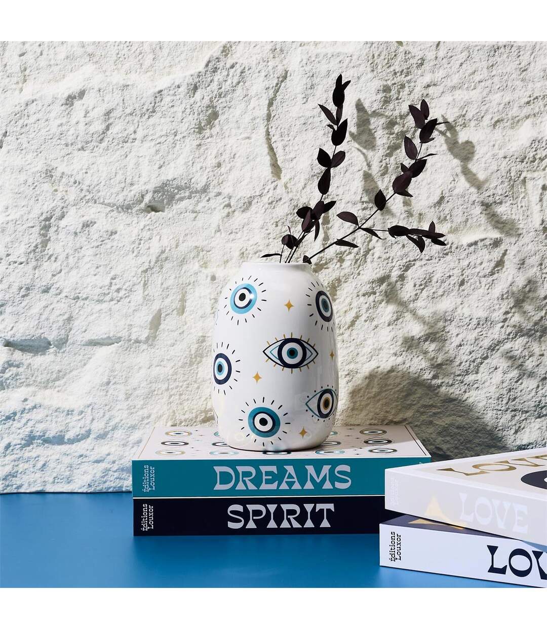 Vase Design Louxor 22cm Bleu & Blanc-3
