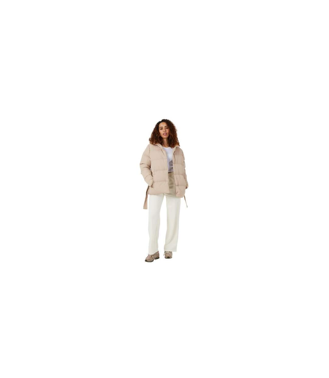 Doudoune À Capuche Motif/style Court Femme Beige Gris Brave Soul-1