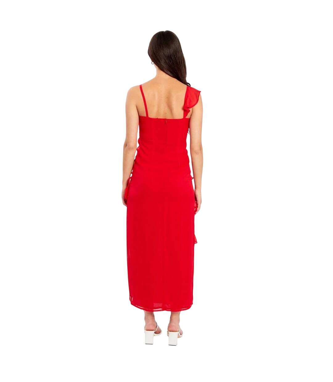 Womens/ladies Tiered V Neck Cami Maxi Dress Red Influence-1