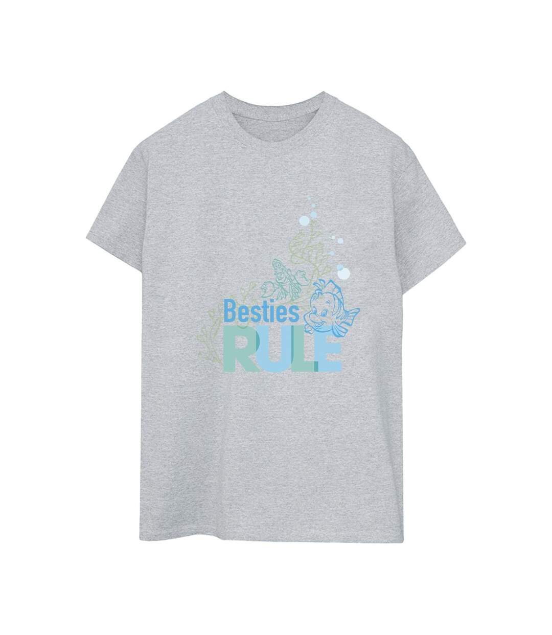 Disney Femme/Ladies The Little Mermaid Besties Cotton Boyfriend T-Shirt (Gris sportif) - UTBI31107-1