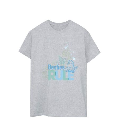 Disney Femme/Ladies The Little Mermaid Besties Cotton Boyfriend T-Shirt (Gris sportif) - UTBI31107